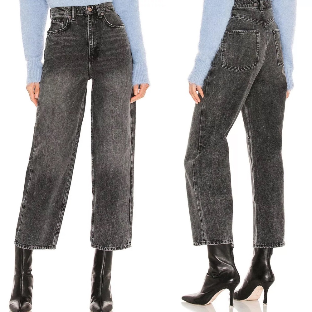 We The Free People Washed Black Frank High Rise Dad Jeans Size 26
